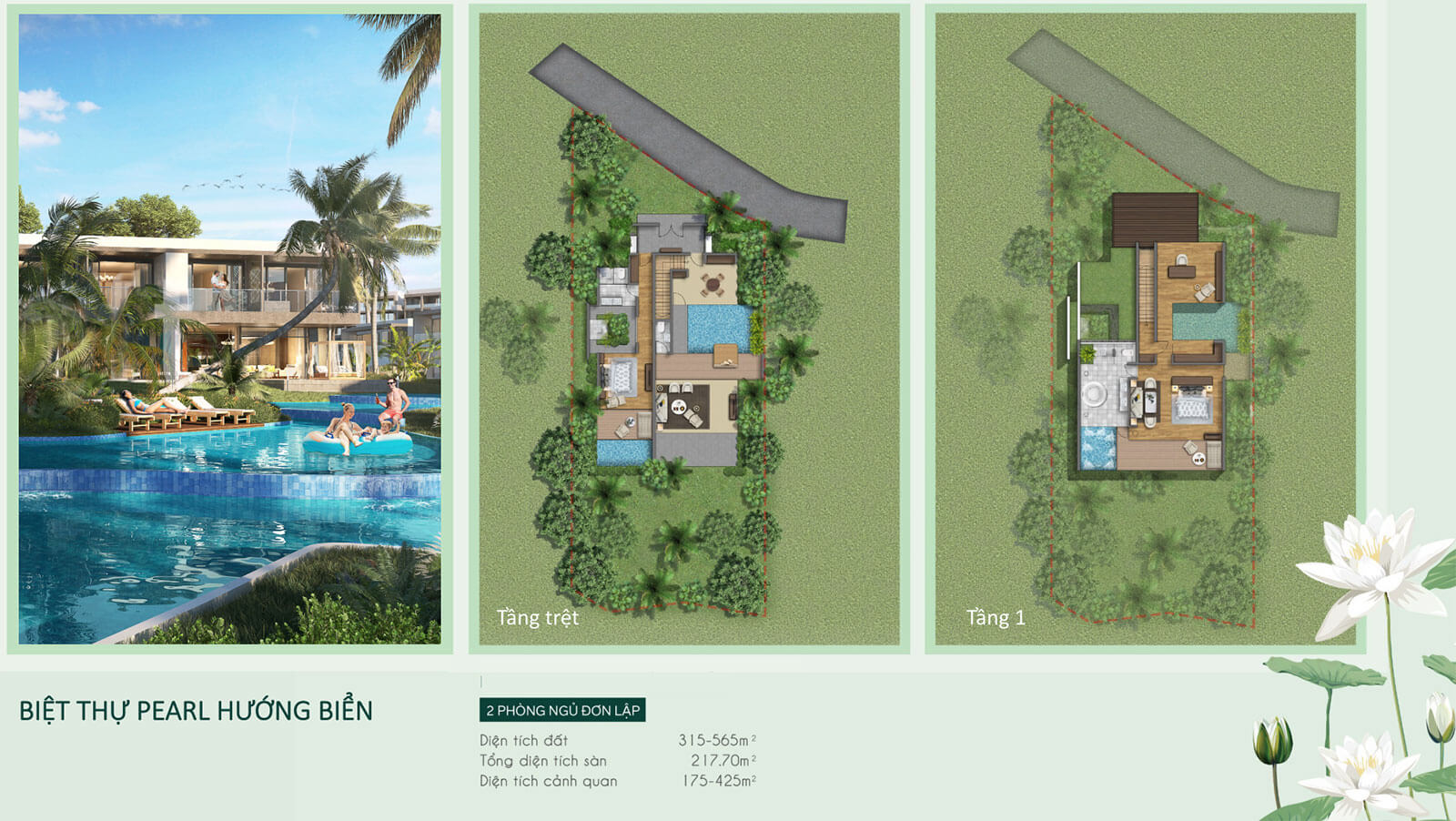 Biệt thự Pearl hướng biển - 2 phòng ngủ đơn lập