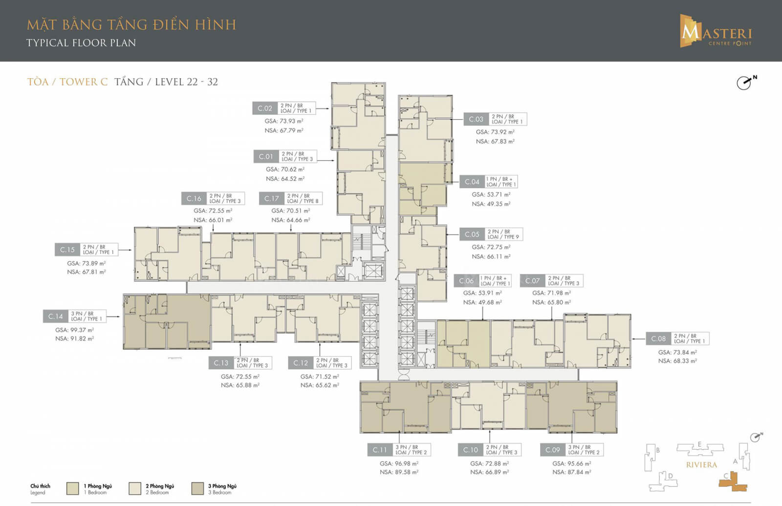 Mặt bằng tầng tòa B Masteri Centre Point