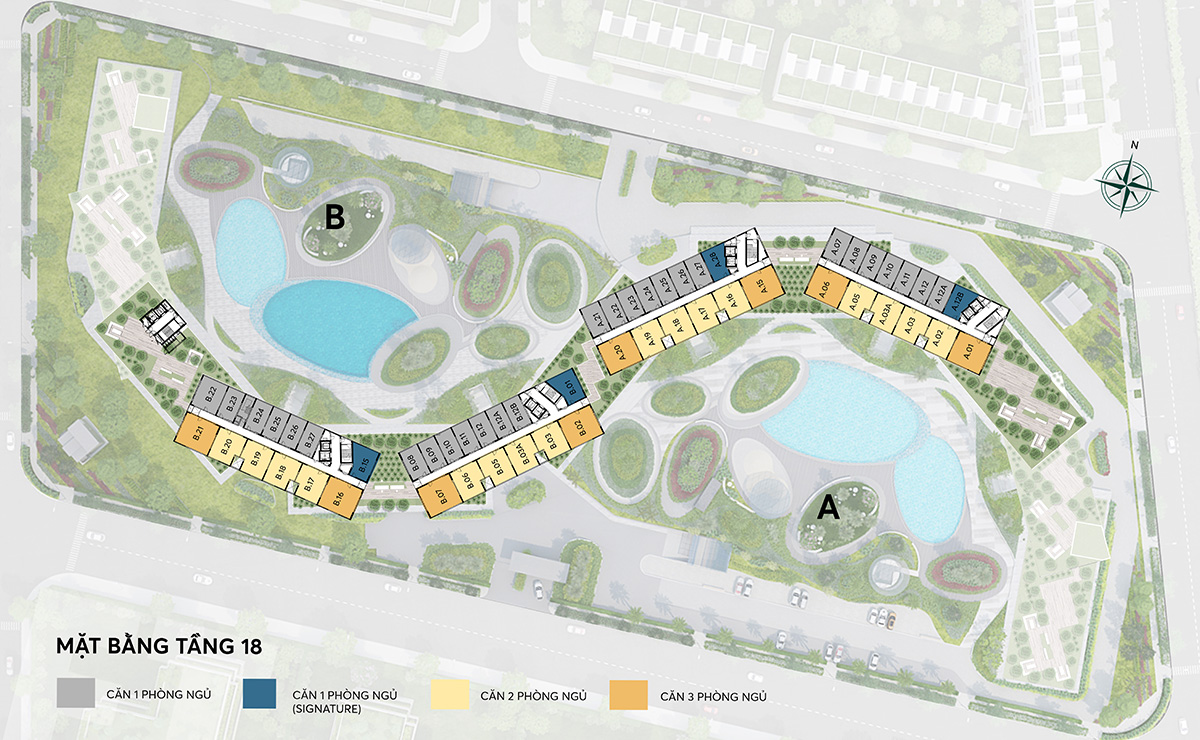 Mặt bằng tầng 18 điển hình Wyndham Coast by thanh long bay