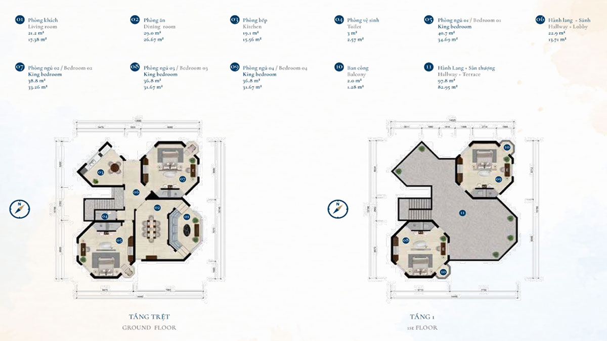 Mặt bằng biệt thự Cam Ranh Bay