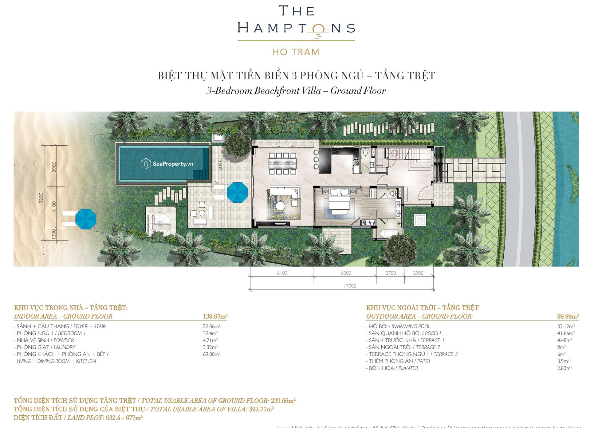 Melia Hồ Tràm at The Hamptons Beachview Villa 3 phòng ngủ
