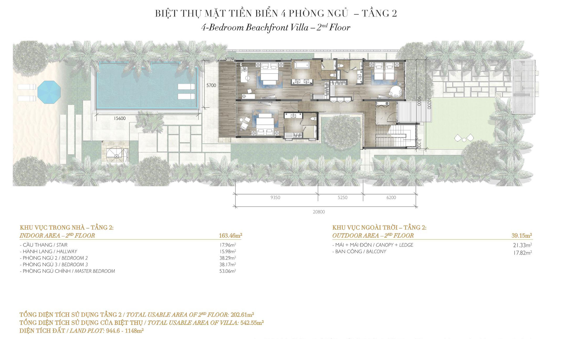 Melia Hồ Tràm at The Hamptons Beachfront villa 4 phòng ngủ