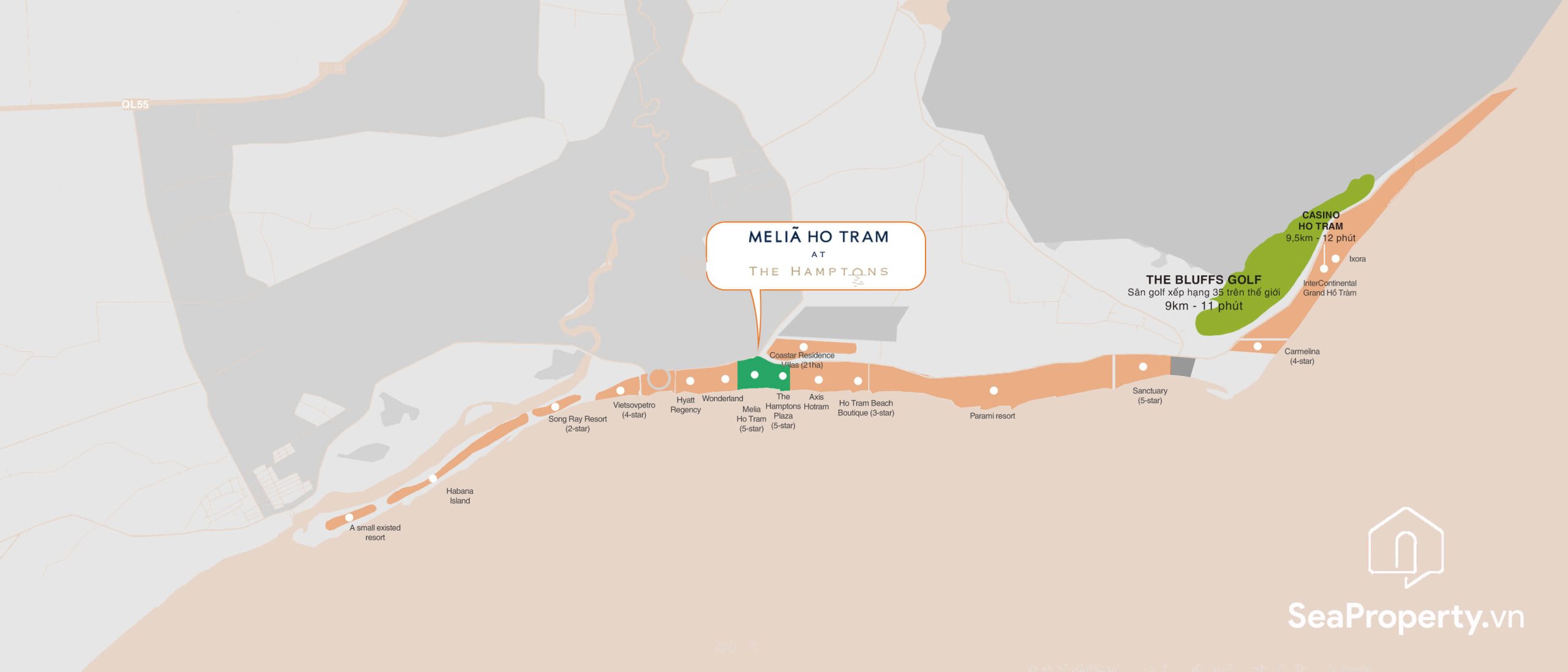 Vị trí Melia Hồ Tràm at The Hamptons