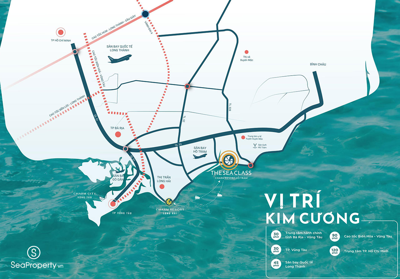 Vị trí The Sea Class Charm Resort Hồ Tram