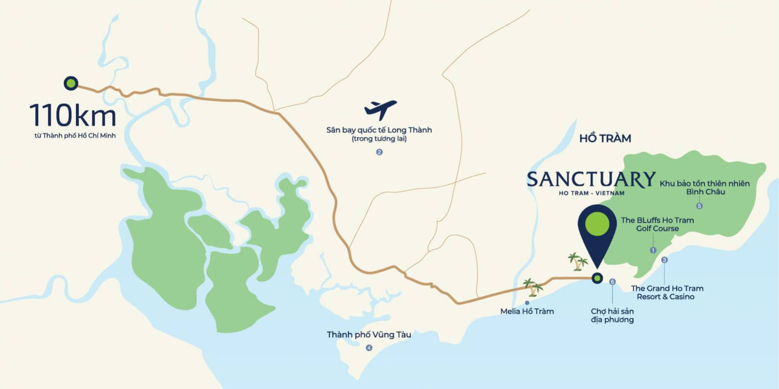 Vị trí Sanctuary Hồ Tràm