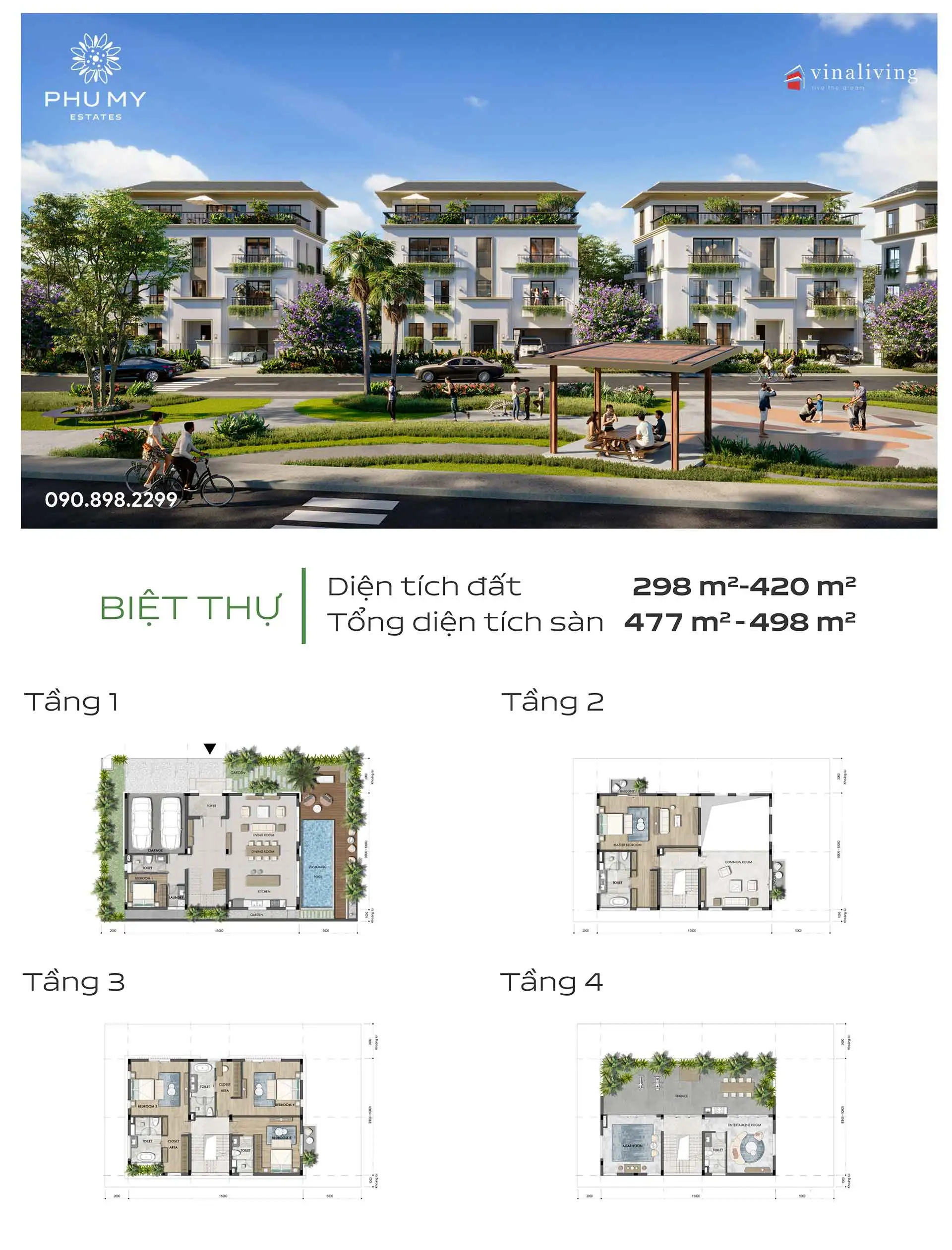 Biệt thự đơn lập Phú Mỹ Estates – được phát triển bởi VinaLiving