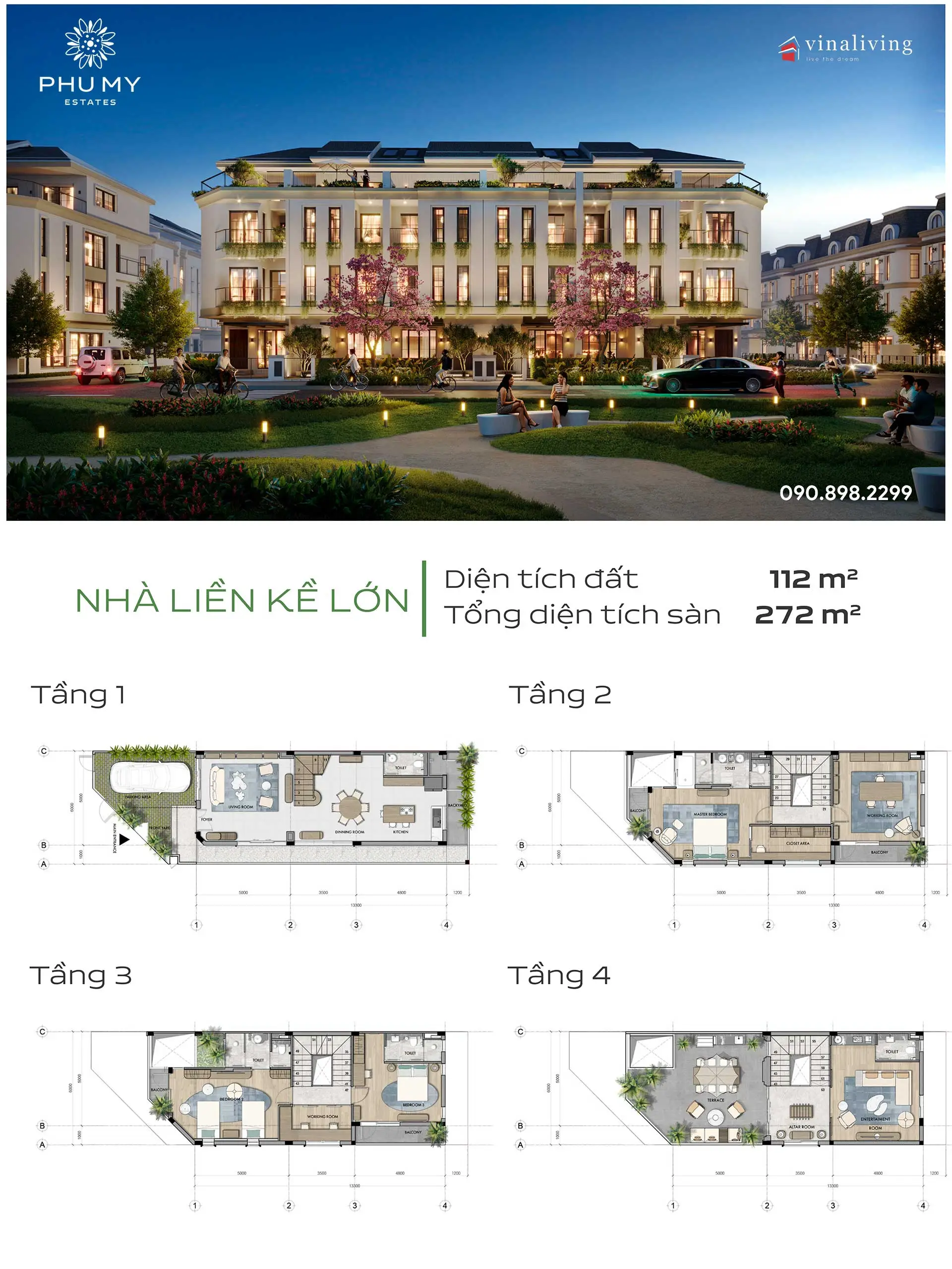 Nhà phố liền kề Phú Mỹ Estates – được phát triển bởi VinaLiving