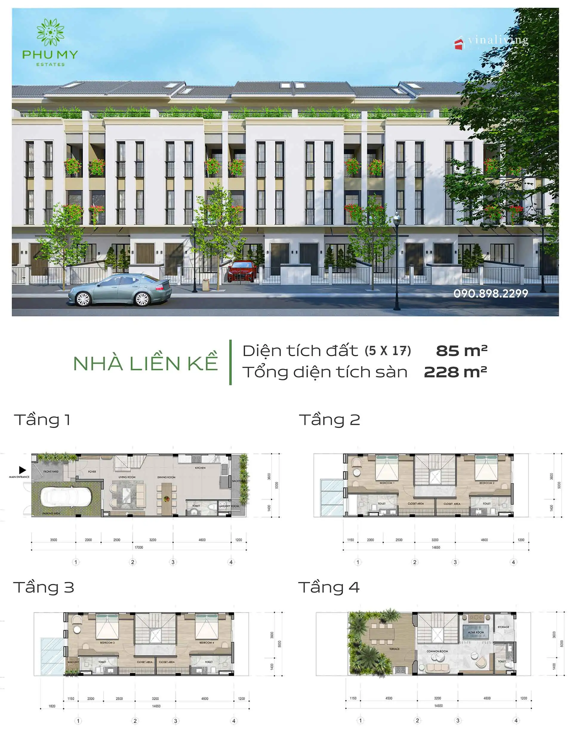 Nhà phố liền kề Phú Mỹ Estates – được phát triển bởi VinaLiving